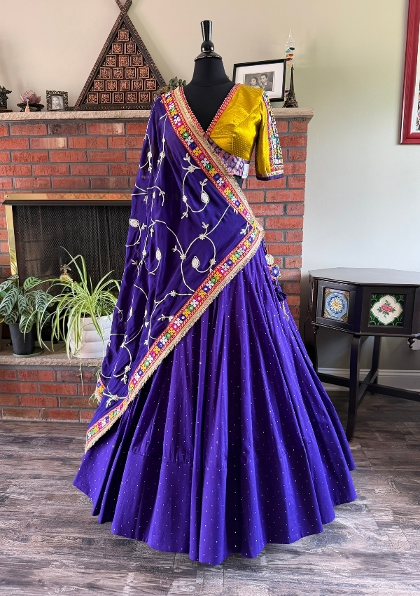 Purple Kutchi cotton Chaniya Choli